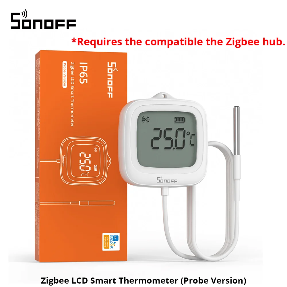 SONOFF SNZB-02LD IP65 Zigbee LCD Slimme Thermometer Met Sonde Detecteren Zwembad Bad Koelkast Vriezer Vloeistof Temperatuur Meting