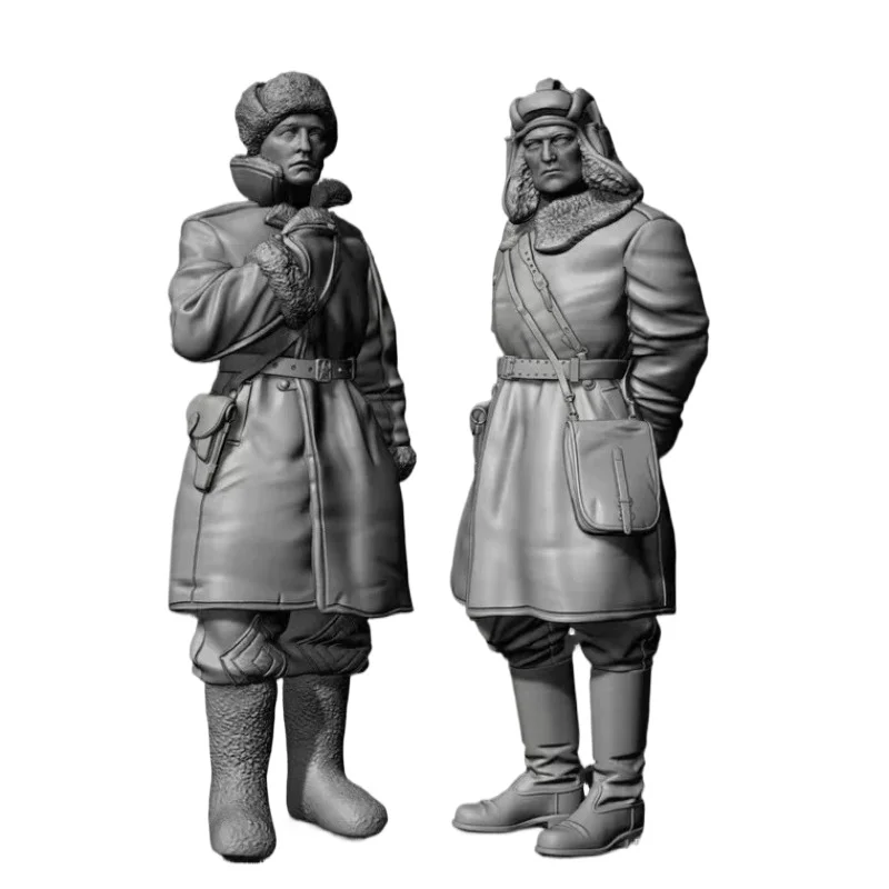 1/35 Resin Figure Model Kits Soviet Tank Officers in Sheepskin Coat Set of 2 Figures Miniature Toys Unassambled Unpainted 150
