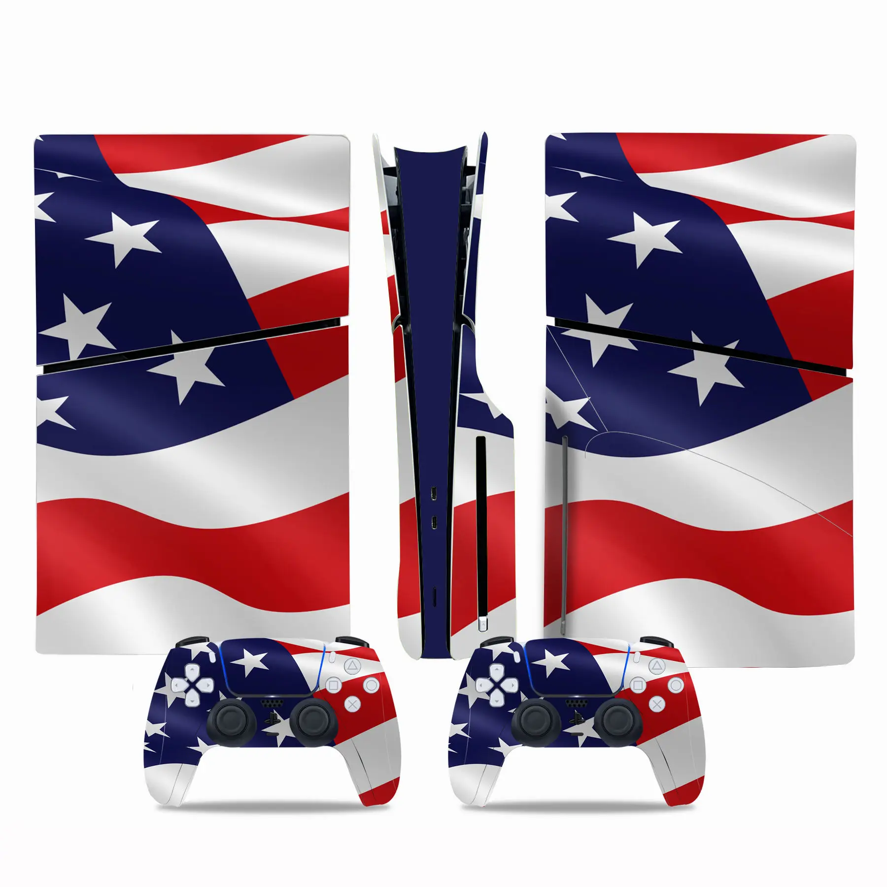 

USA Flag PS5 Slim disc Skin Stickers Decal Full Body Vinyl Cover for PS5 Slim disk Console and Controllers