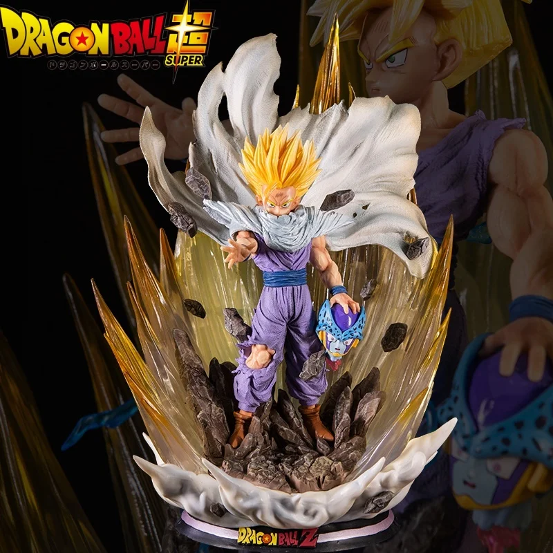 

Dragon Ball Son фигурка гохана 42 см Super Saiyan 2 Gk Dbz Cell Аниме фигурки Статуэтки из ПВХ со светодиодной подсветкой модели игрушки куклы