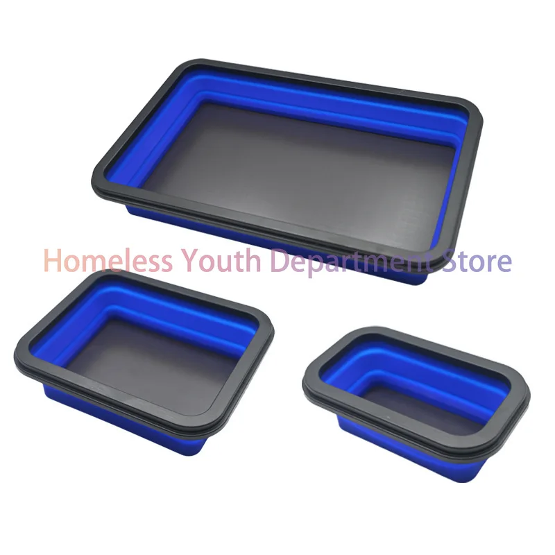 3Pcs Collapsible Magnetic Parts Tray Set 3 Size Silicone Foldable Magnetic Tool Tray Screw Storage Tray Magnetic organizer Tool