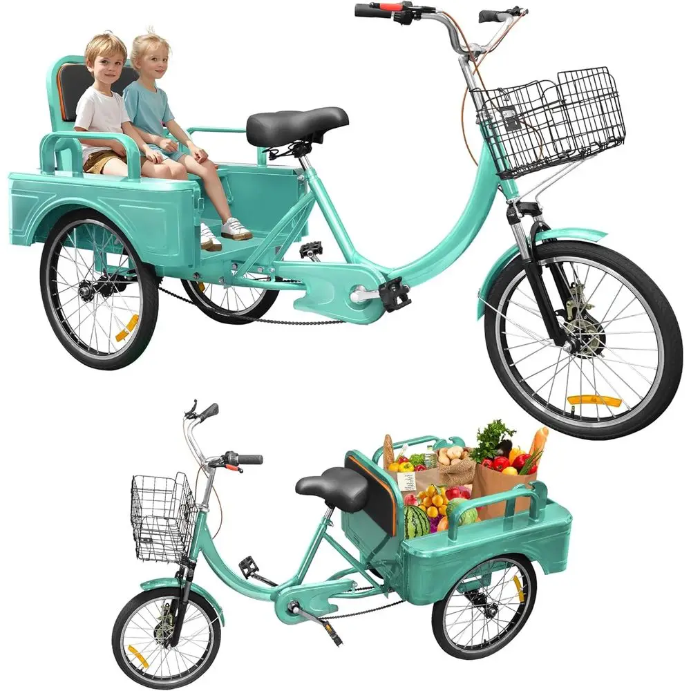 

20 Inch Adult Tricycles for Passengers and Cargo, Suitable for Men and Women, with Front Baskets for Outdoor Activities