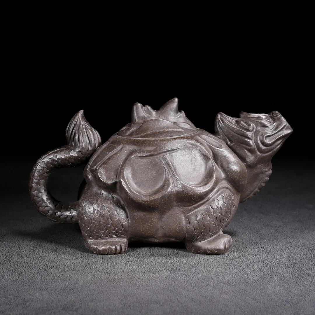Old Chinese Handicraft Enameled YiXing Zisha (red stoneware) Teapot,long quī,with mark, Free shipping