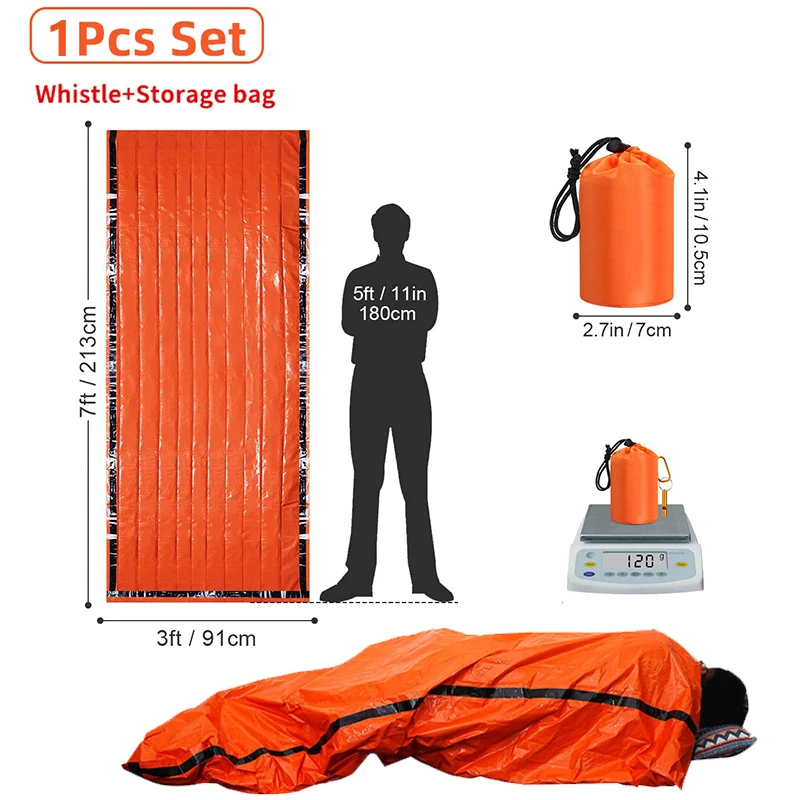 Lightweight Waterproof Emergency Survival Sleeping Bag Hiking Cycling  Outdoor Camping Gear Thermal Sack First Aid Rescue Mylar