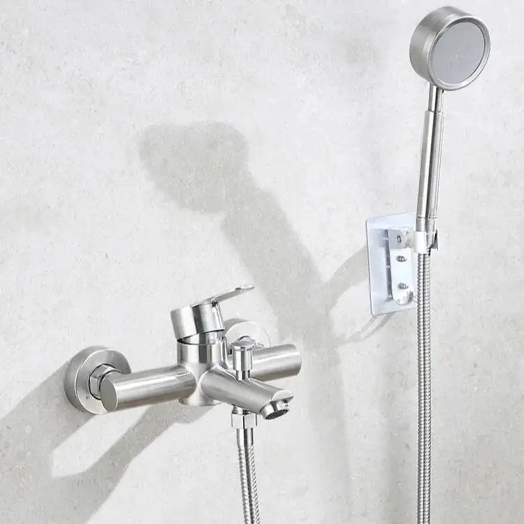 Bathtub Faucet 304 Stainless Steel Shower Faucets Into The Wall Bathroom Dual Water Mixed Valve Hidden Hot And Cold Tap