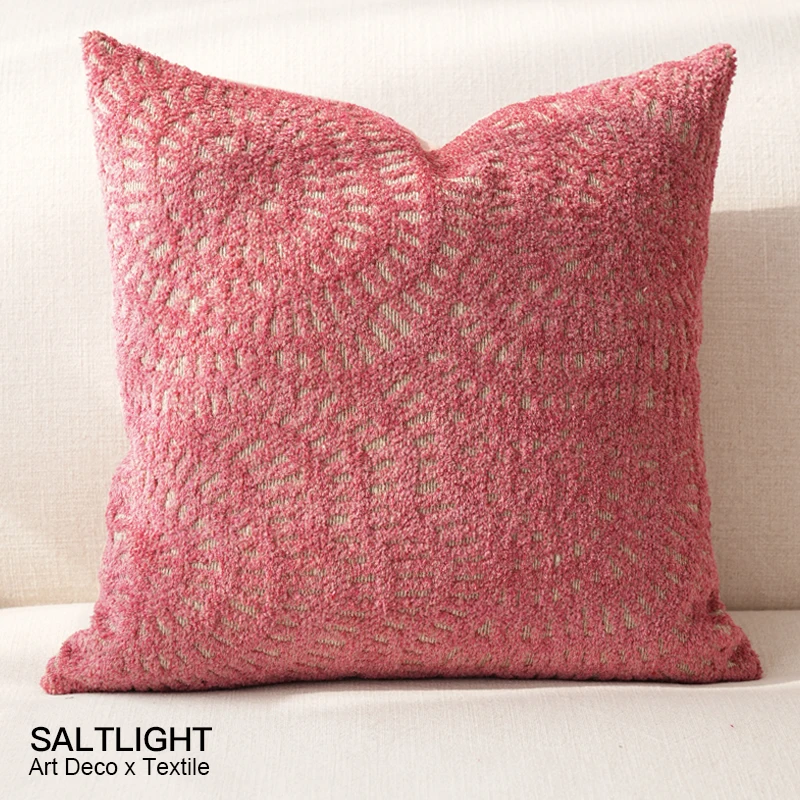 Modern Minimalist Abstract Pink Linen Blend Pillow Home Hotel Sample Room Square Cushion Sofa Decorative Throw Pillow