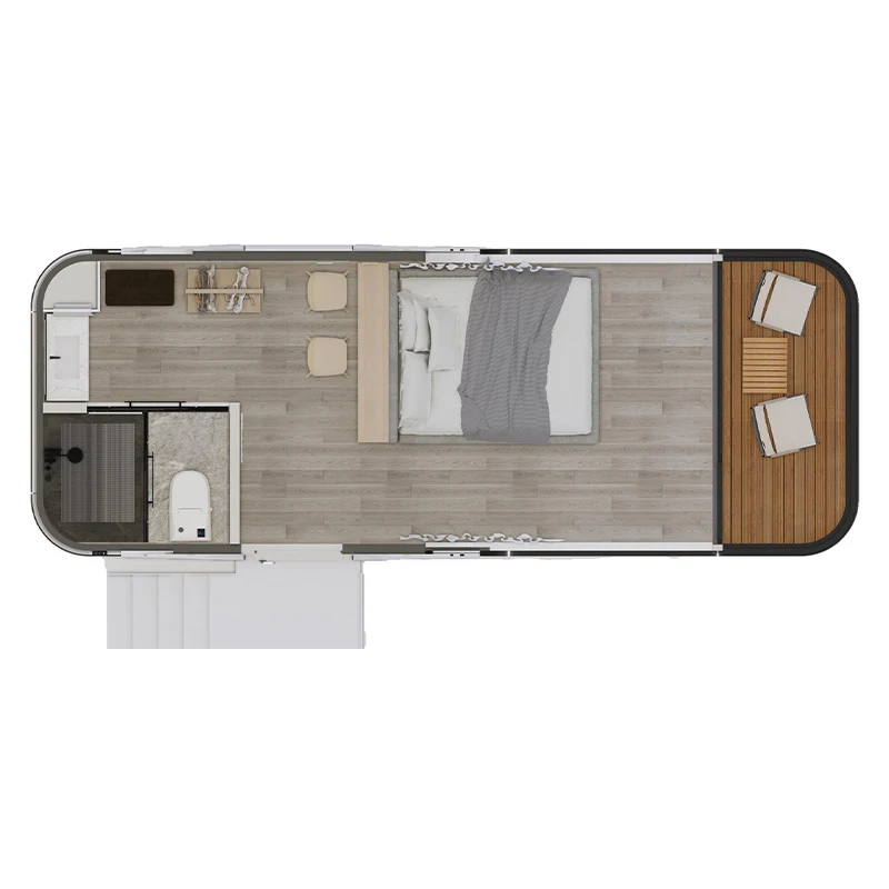 كابينة أبل جاهزة حديثة قابلة للتوسيع - تصميم بيت الحاوية وكبسولة الفضاء، هيكل منزلق، كابينة Apple Pod الذكية #4