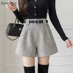 Shorts Women Autumn New Korean Style High Waist Casual Wide Leg Loose Vintage Harajuku Fashion Preppy All-match Cozy Streetwear