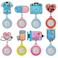 YIJIA 360° Rotation Clip Cartoon Stethoscope & Injector Hospital Medical Supply Retractable Nurse Doctor FOB Pocket Watches