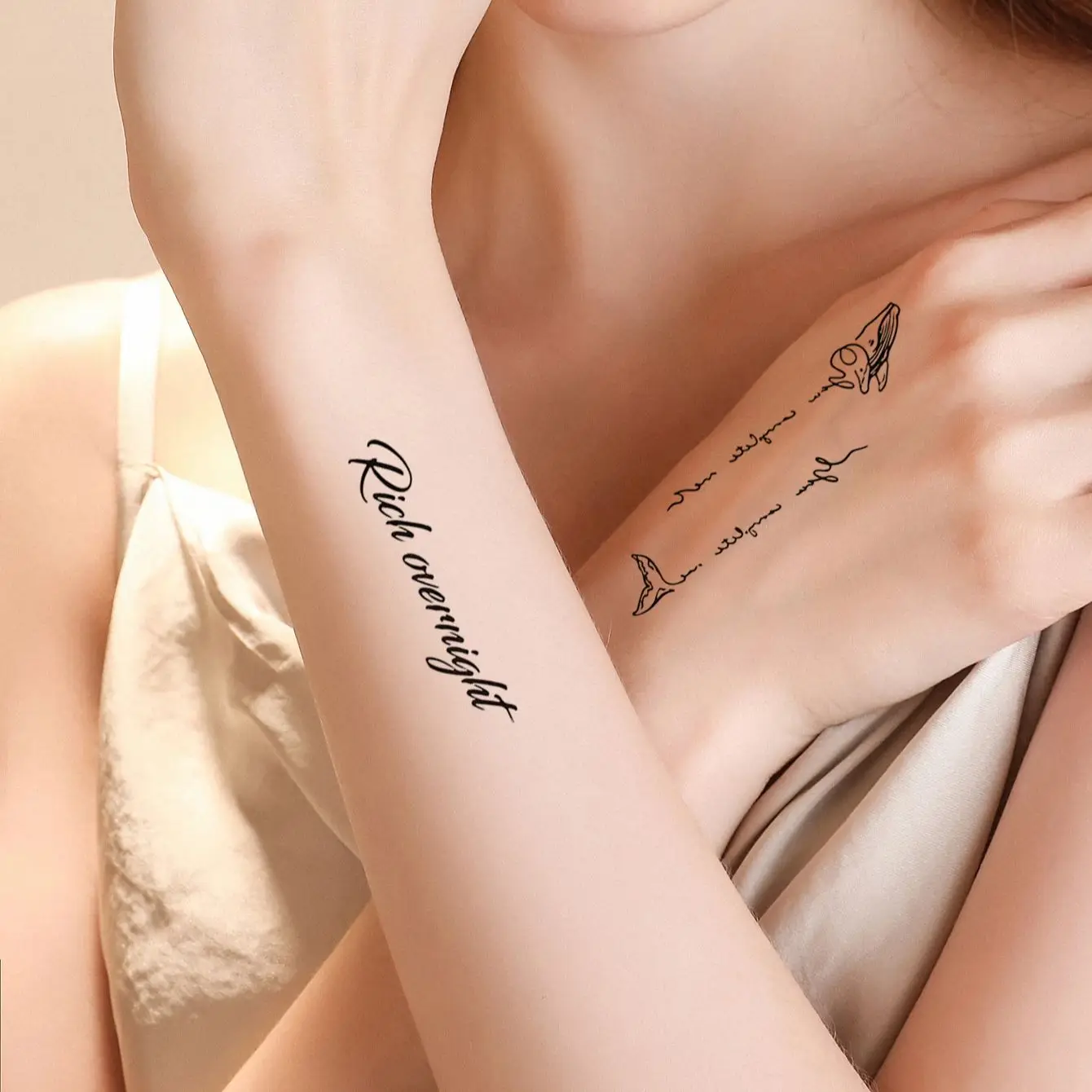 ملصق وشم مؤقت صغير أسود حرف فراشة قلب مقاوم للماء ملصق وشم للنساء ملصقات وشم مزيفة على شكل فن الجسم #5