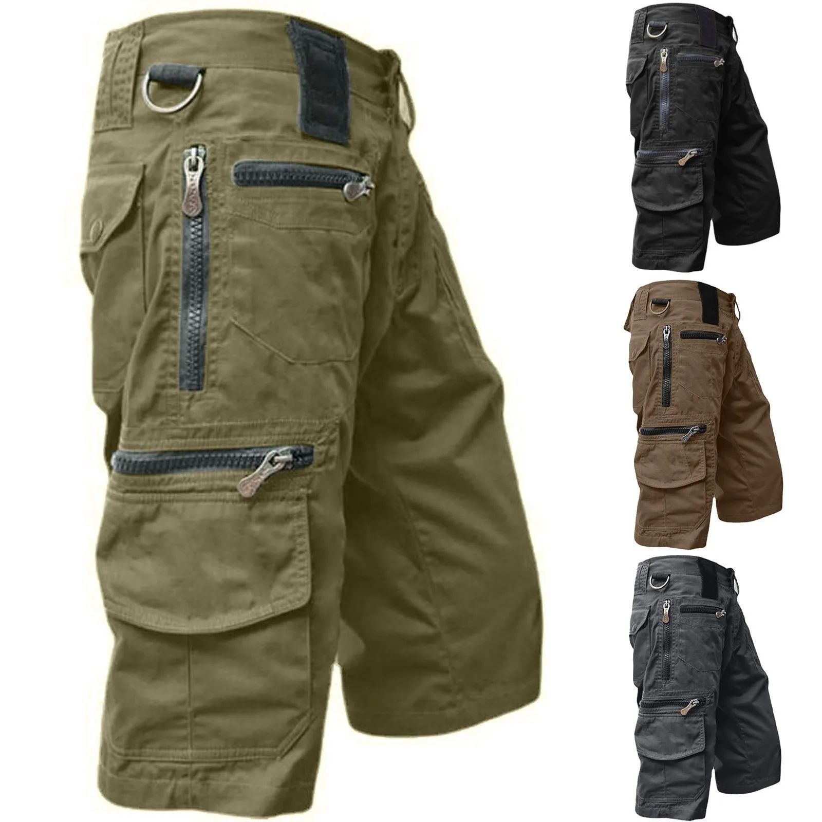 

Модные мужские шорты-карго, повседневные прямые шорты-трубы с несколькими карманами, летние уличные спортивные шорты для пешего туризма, хлопковые рабочие шорты