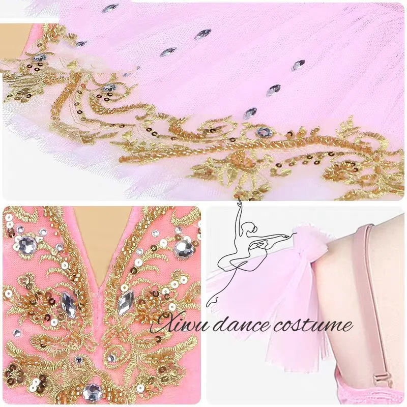 Tutu de Ballet Paquita beige crème pour femmes, plateau professionnel, crêpes, robe classique pour filles, performance de compétition