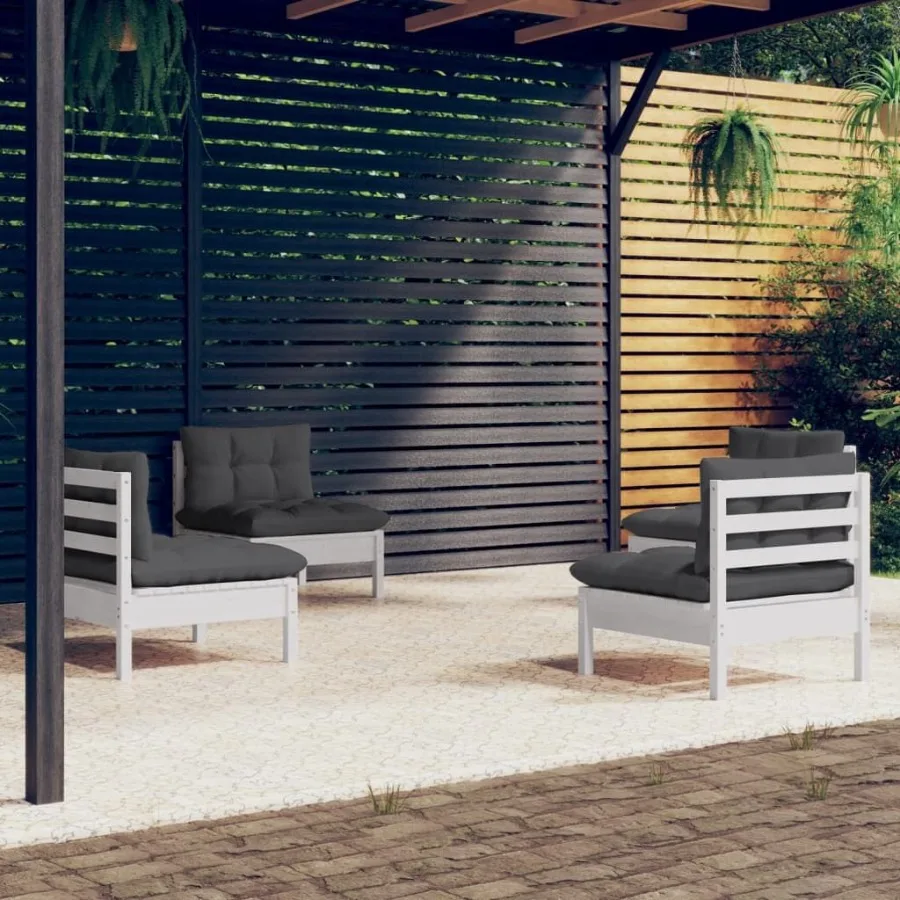 

4 Piece Patio Lounge Set with Anthracite Cushions Pinewood