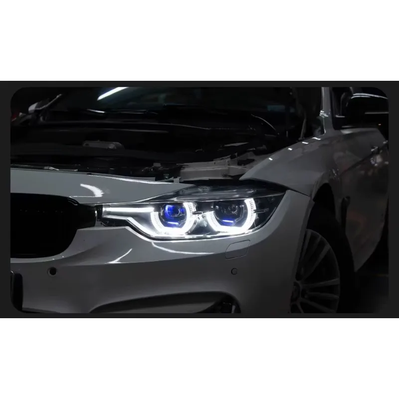 For BMW 3 Series F30 F31 F35 2012-2018 Headlights Ikon Style Dual Color Yellow And White DRL Front Light USA Local Stock