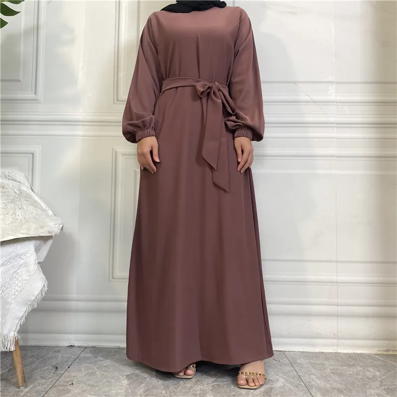 Abaya-Robe longue avec ceinture pour femmes musulmanes, hijab, Dubaï, ramadan, Eid Islam, vêtements africains