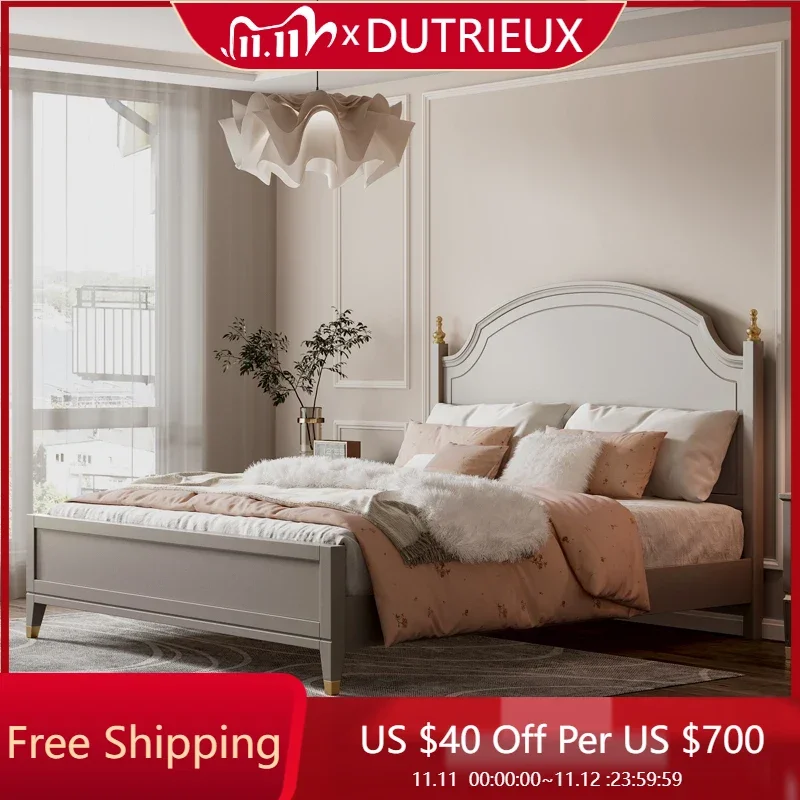 

Minimalist Confortable Bed European Aesthetics Design Light Luxury Modern Bed Solid Wood Fashionable Wedding Muebles Furniture