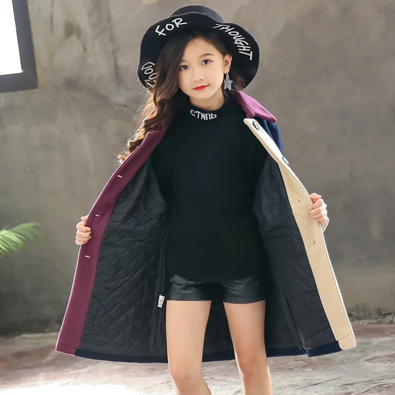 Woolen Girls Jacket 2023 Autumn Winter Jackets For Kids Wool Coats Fashion Children Clothing Outerwear Coat 4 6 8 10 12 13 Years