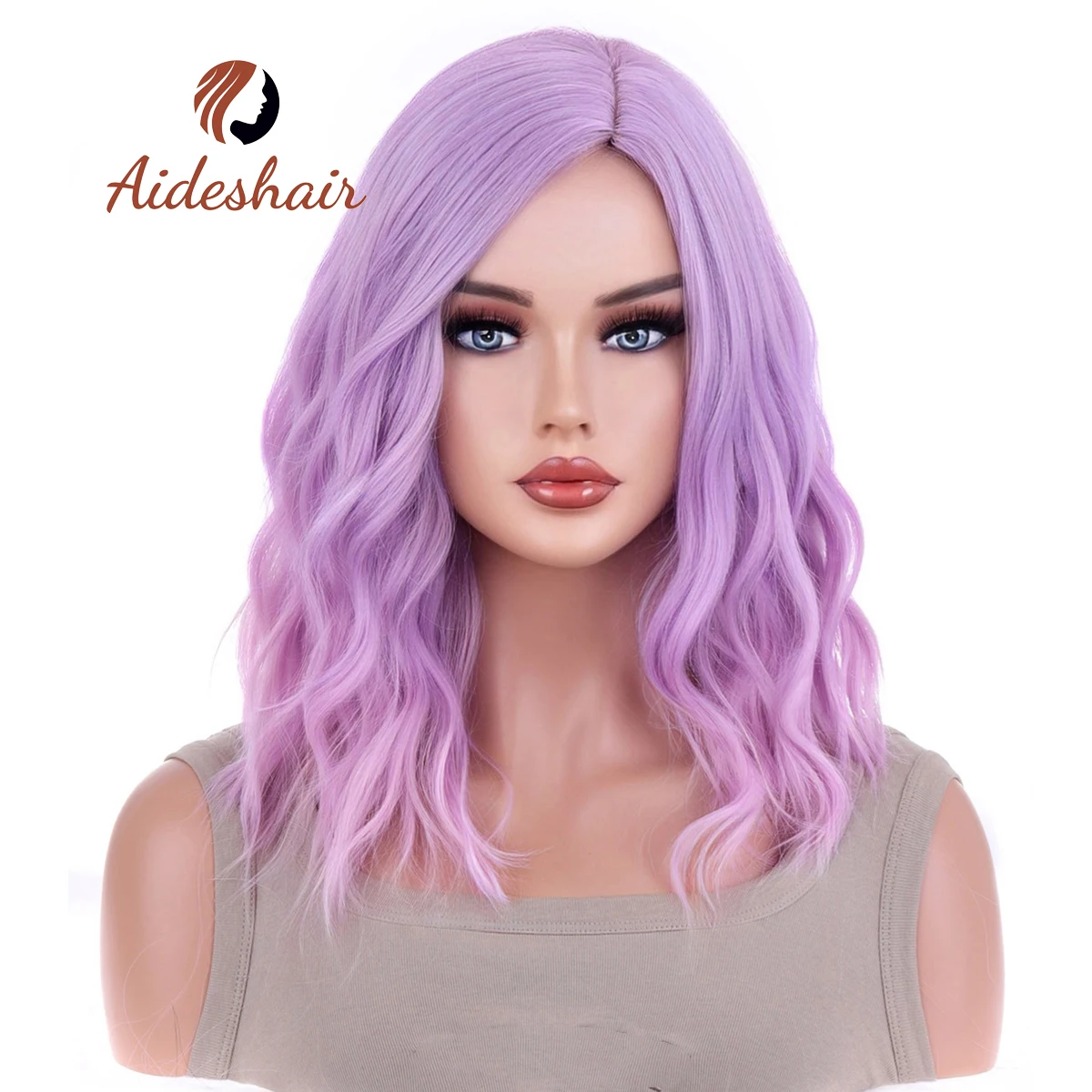 Aideshair Air Fringe silver-grey short wig with mid-split straight hair synthetic heat-resistant fiber wig for daily party use