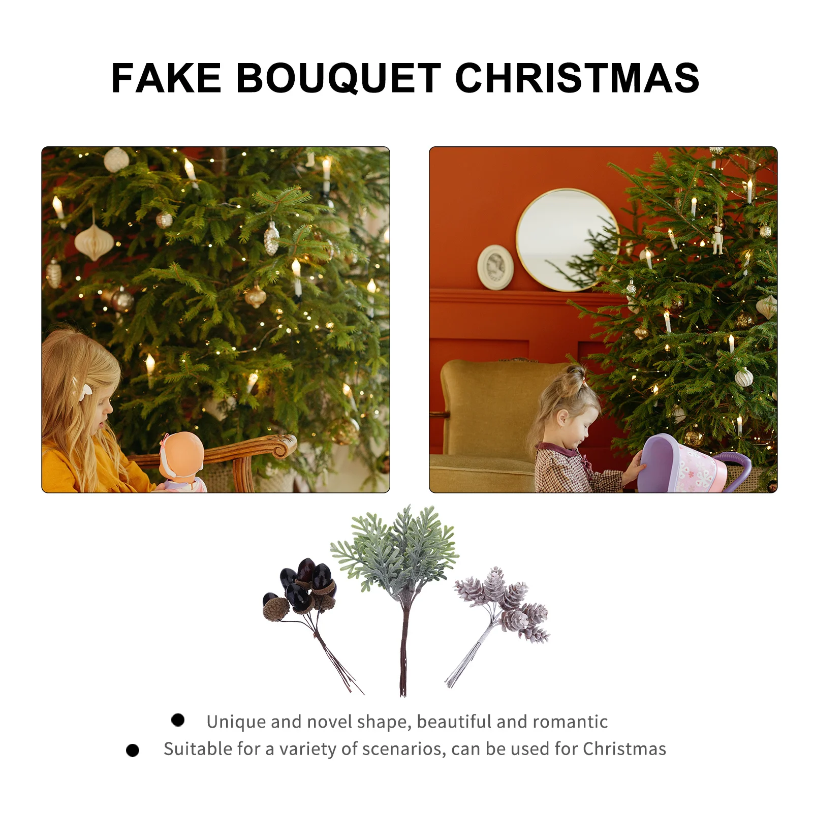 

3Pcs Christmas Artificial Bouquet Simulated Branches Pine Cone Branches DIY Decoration Props for Holiday Event