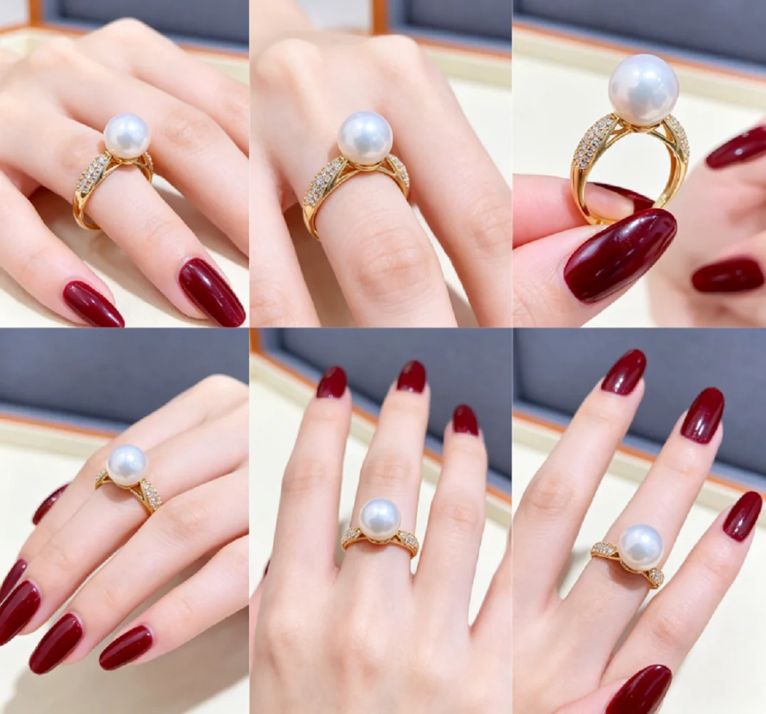 

Fashion ring AAAA 12-13mm natural pearl ring 925s