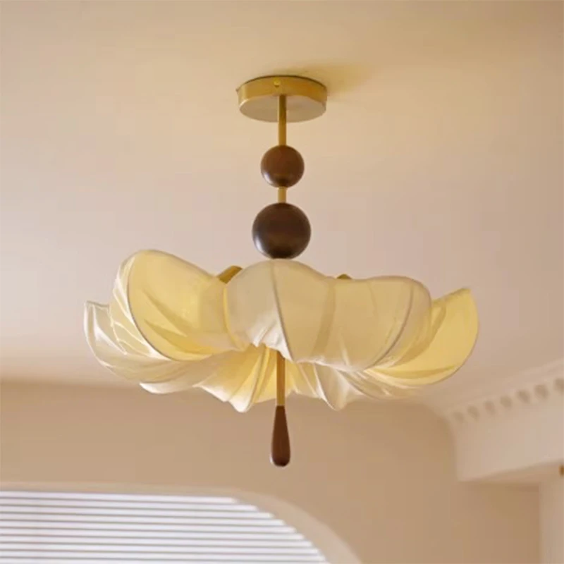 American Wabi Sabi Flower Fabric Pendant Light Hanging Decoration Home Design Lamp Dining Room