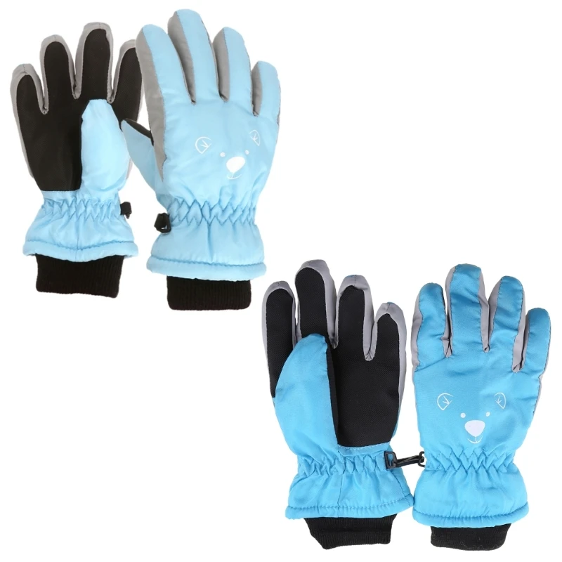 Guantes ciclismo para niños, manoplas gruesas y cálidas, impermeables, a prueba viento, para deportes libre, con