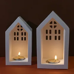 House Design Concrete Candlestick Silicone Mold DIY Tea Light Candle Holder Cement Palaster Mold Home Decoration Molds