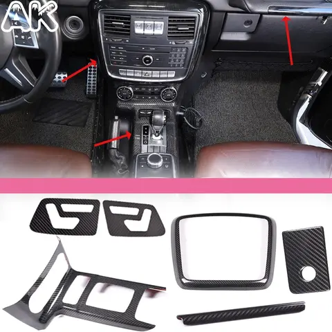 For Mercedes-Benz G Class W463 G500 G550 AMG G63 G65 2012-2018 Real Carbon Fiber Car Interior Console Cover Accessories 6 PCS