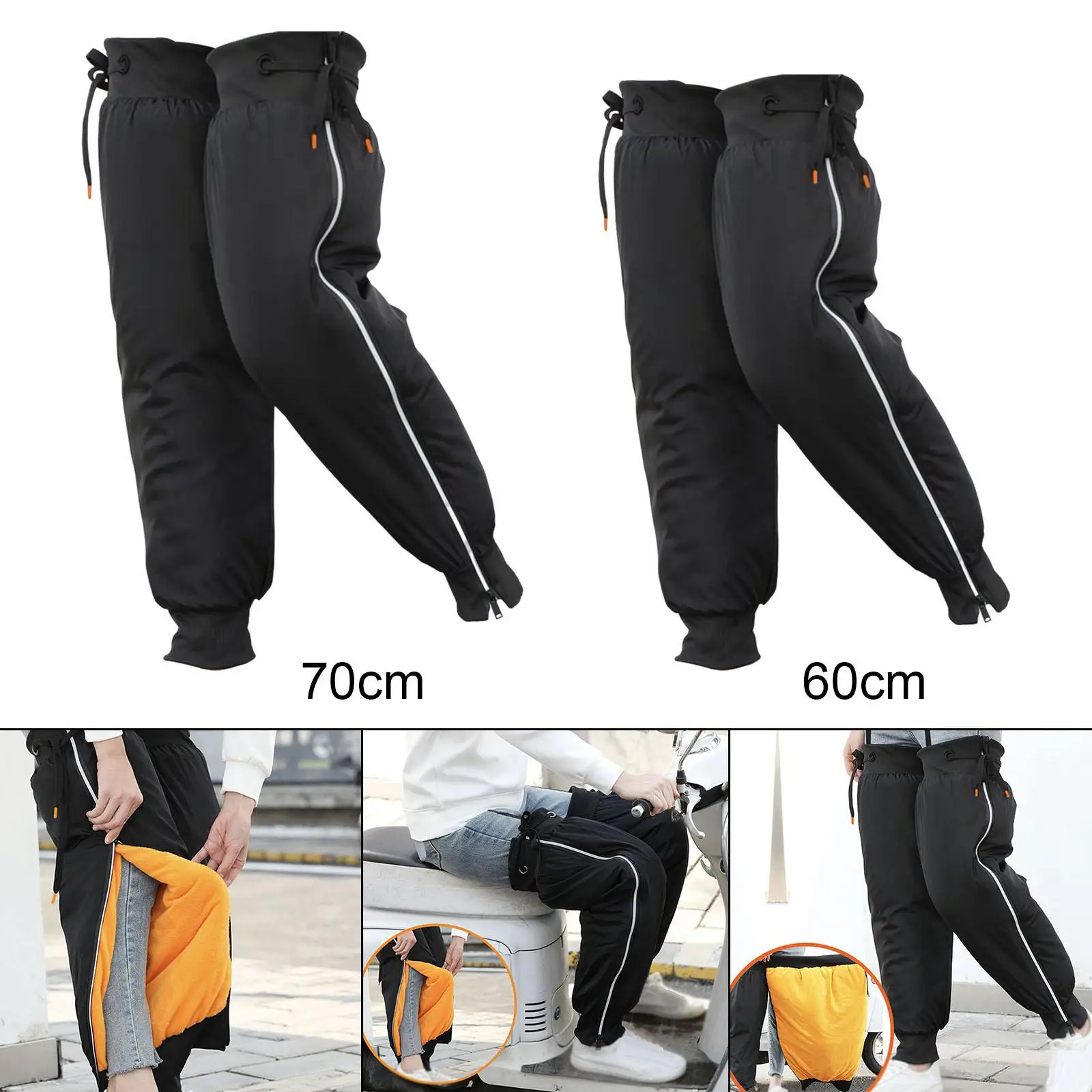 

Motorcycle Warm Knee Pads Leg Knee Protector Knee Guard Waterproof with Reflective Strip Thermal Long Leg Sleeves for MTB Riding