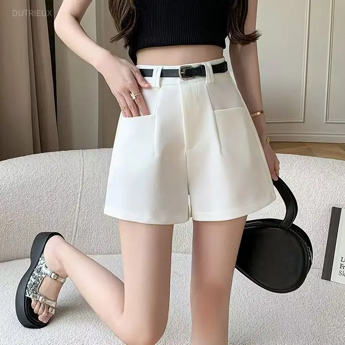 Women Shorts Spring Summer Solid High Waist Simple Shorts Mujer Korean Fashion Easy Match Wide Leg Pantalones Cortos