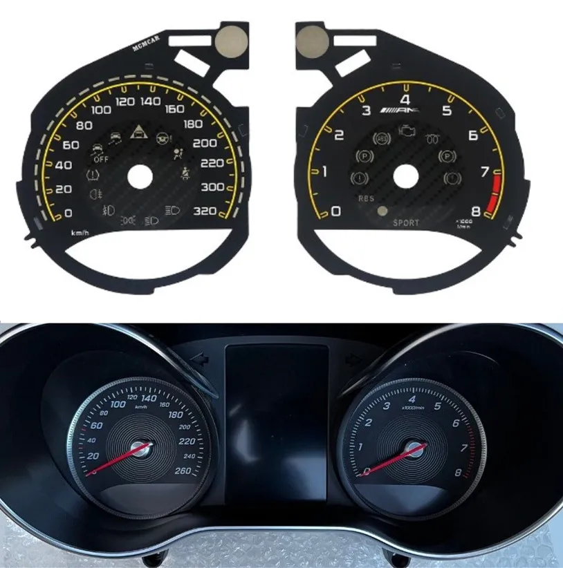 

Instrument Cluster Dials Overlay For Mercedes Benz W205 C Class C63 C200L GLC260 Upgrade For AMG Gauge Face 320KM/H