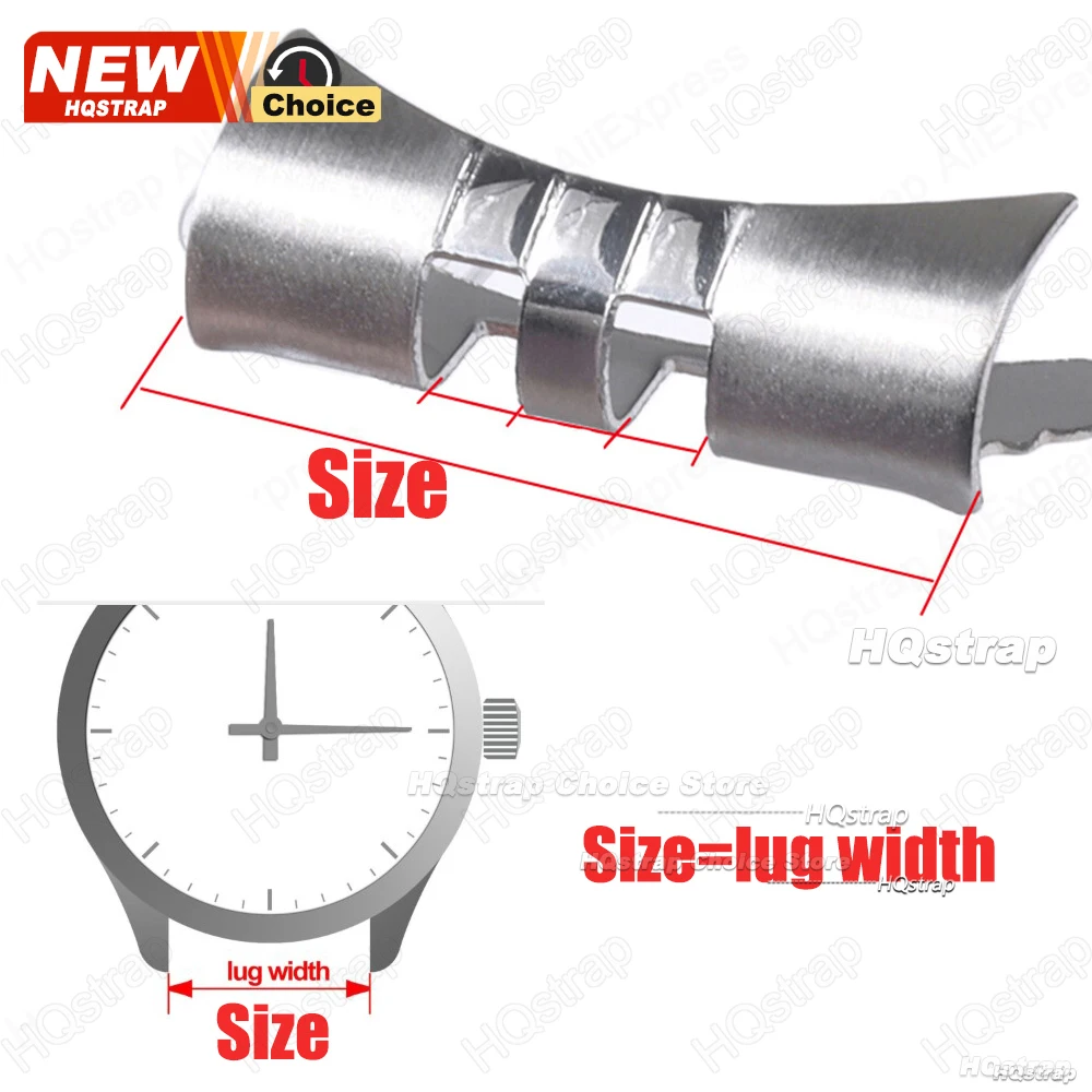 2pcs Flat interface Curved End Stainless Steel Connector 18mm 19mm 20mm 22mm for Jubilee Watch Repair Tools for Seiko SKX009/007