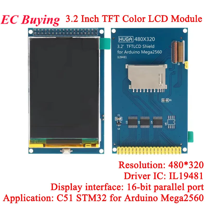

3.2 Inch TFT LCD Color Screen 3.2" Display Module 320X480 ILI9481 Driver Ultra-high Definition HD Supports for Arduino Mega2560