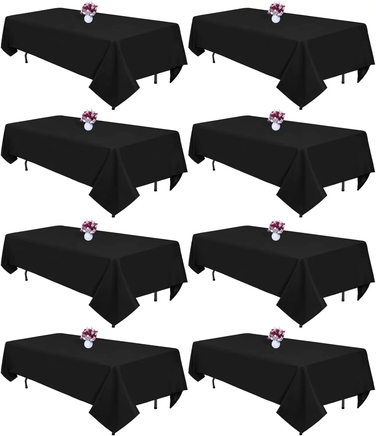 

8 Packs Black Tablecloths 60x102 Inch Rectangular Table Cloths for 6 Foot Rectangle Tables, Wrinkle Resistant Washable P