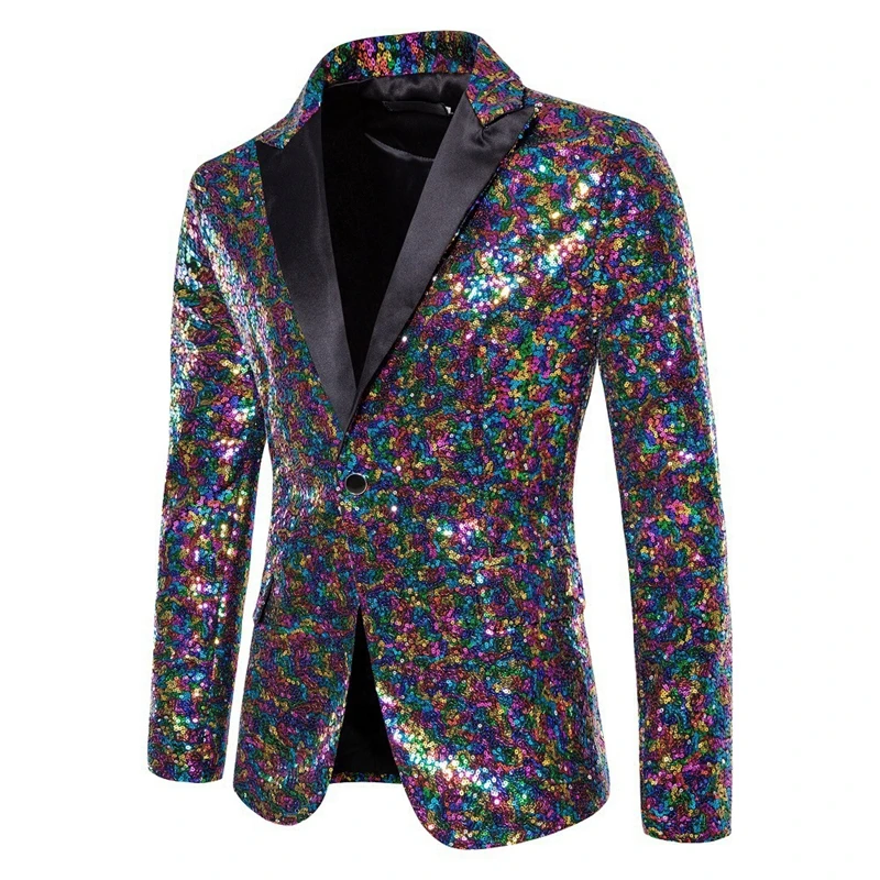 European and American Hosting Performance Dress High End Men's Gold Sequin Suit Korean Version Slim Fit Studio Suit Jacket