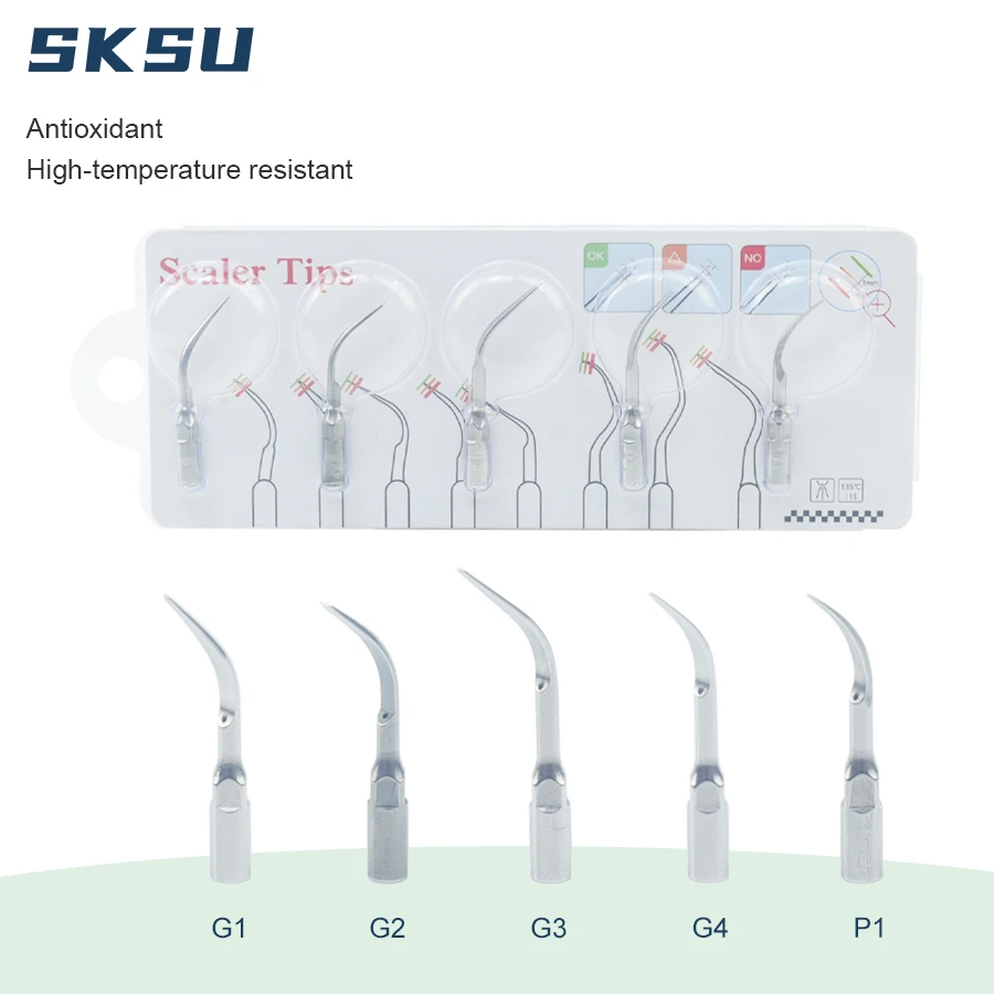 5pcs Dental Ultrasonic Scaler Tip Scaling Tip Periodontics Endodontics Fit EMS Woodpecker SATELEC DTE NSK