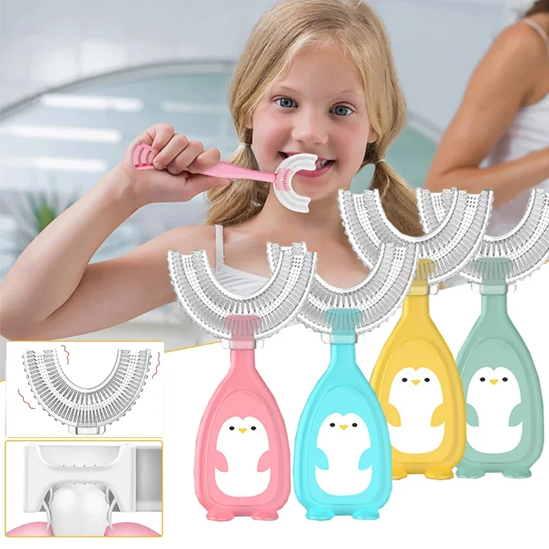 Manual CHILDREN\'S U-shaped Toothbrush Silicone Toothbrush Baby in the Mouth Oral Cleaning Manual U-shaped Children\'s Toothbrush