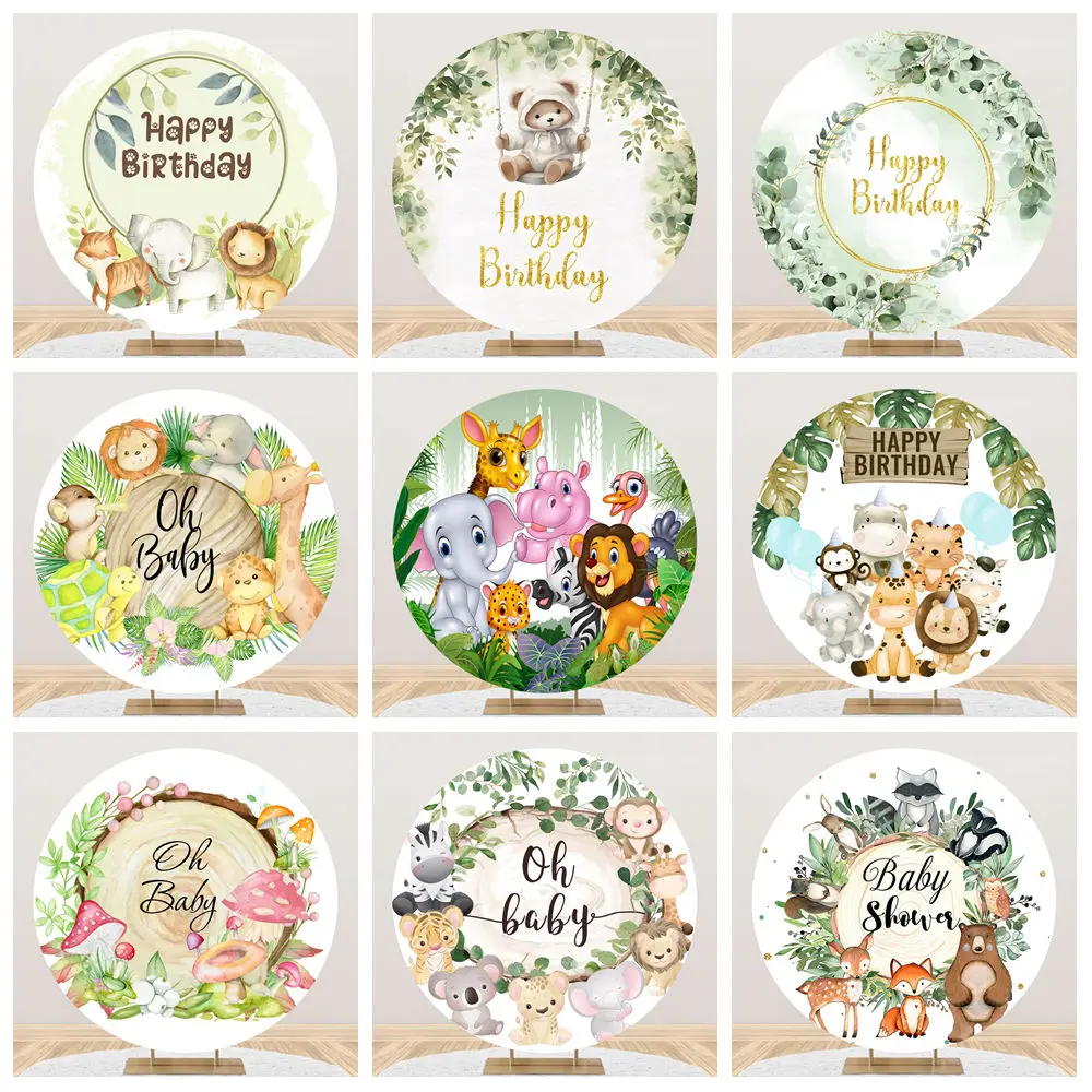 

Фон для фотозоны «Дикий малыш: Сафари в джунглях» с зелеными листьями и животными, для детского праздника, первого дня рождения мальчика, украшение для вечеринки