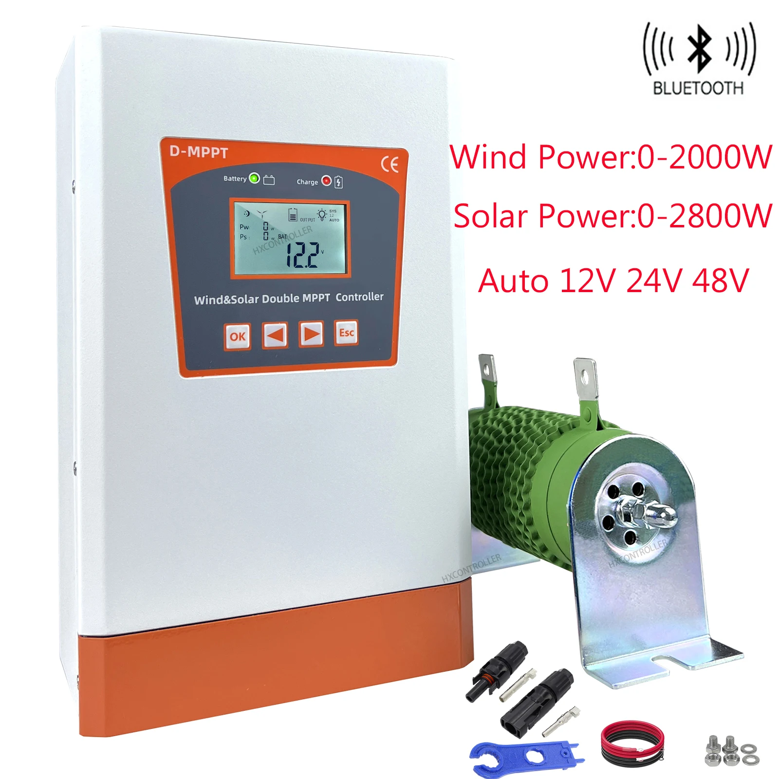 MPPT Wind Solar Hybrid Charge Controller Wind 2000W & Solar 2800W 12V 24V 48V Auto Hybrid Controller With Dump Load Resistor