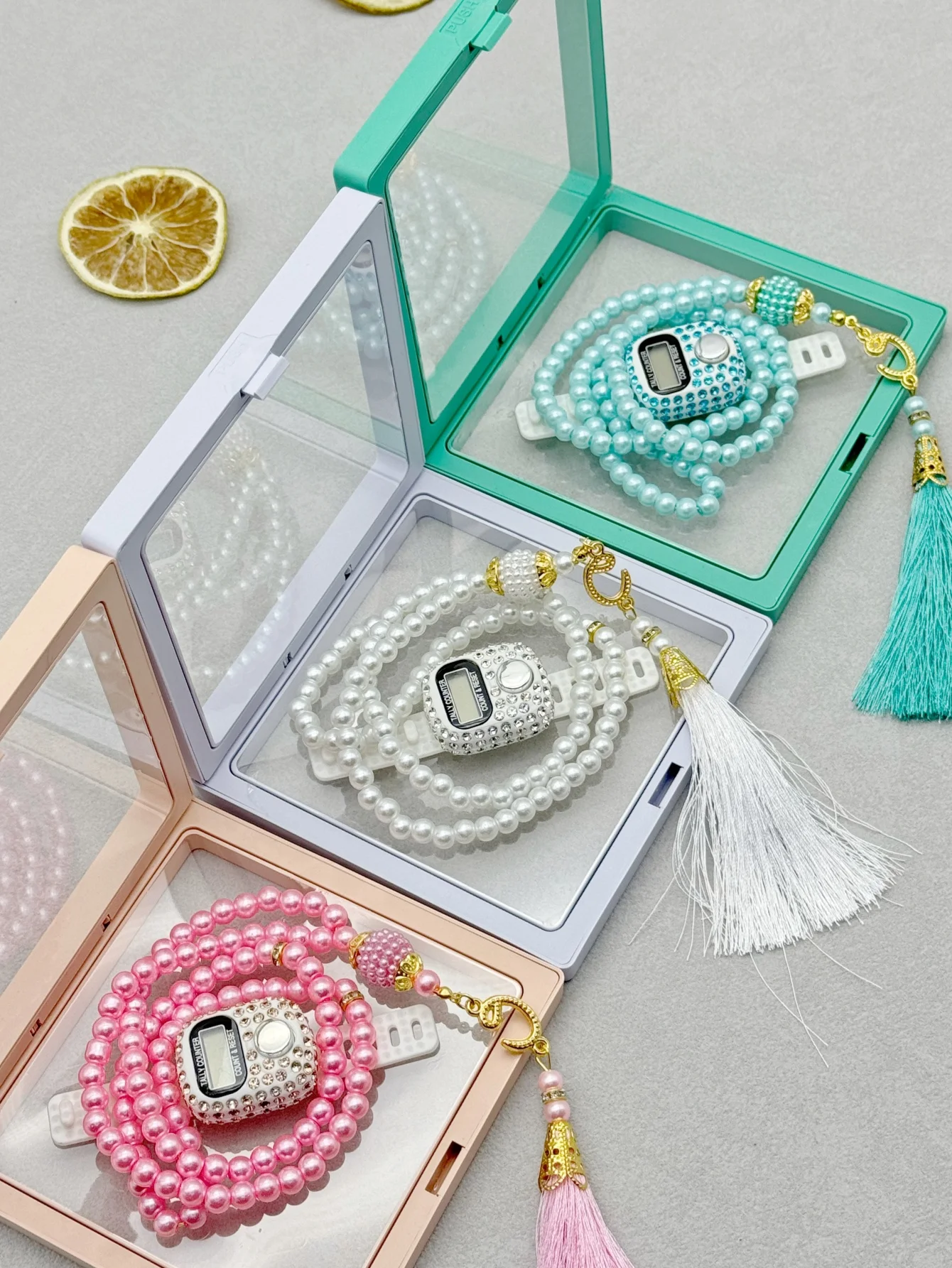 Ring-shaped portable counter, diamond-encrusted point counter, people flow statistics, beaded gift box set