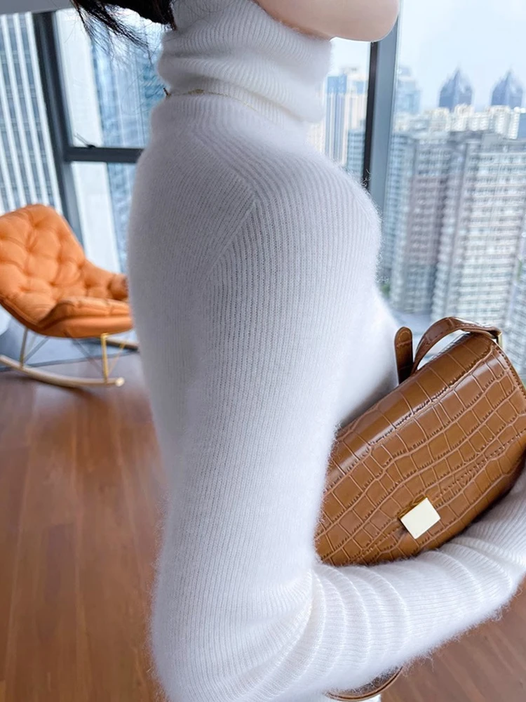 

High Collar Knitted Sweater Casual Long Sleeve Overhead Color Base Shirt Soft Long Sleeve Versatile Top Women's Fashion