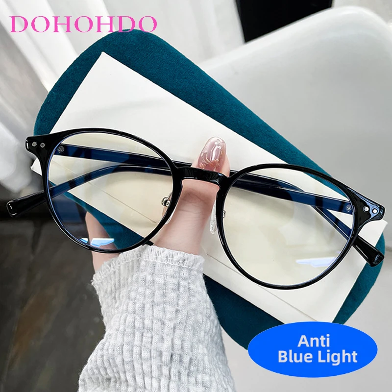 

2025 Trendy Round Frame Metal Rice Nail Decorate Glasses Fashion Design Women Men Anti-Blue Light Reading Work Optical Eyeglass