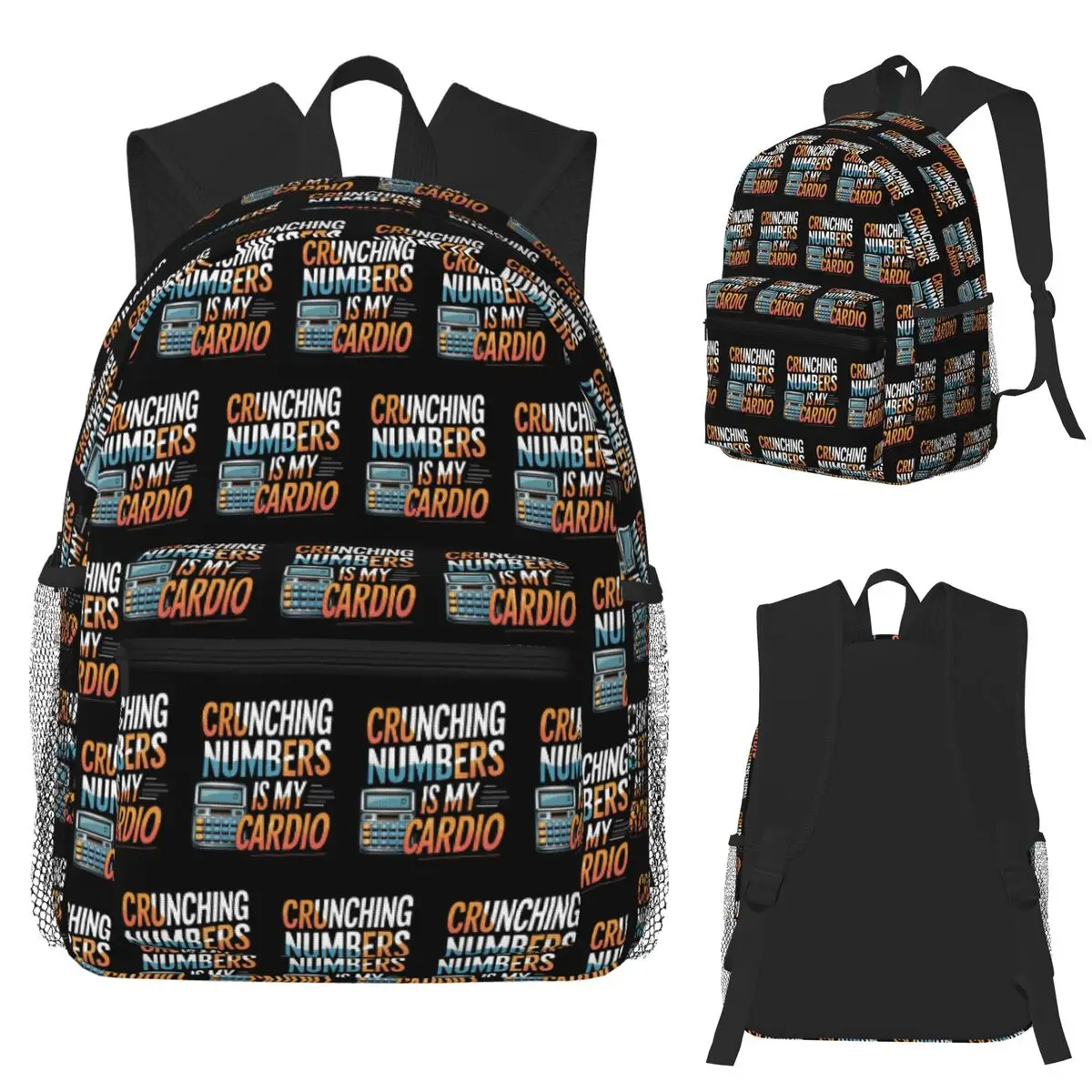 

Crunching Numbers Is My Cardio Student Backpack School Bag Hiking Travel Daypack for Men Women Fashion Bookbag Shoulder Bags