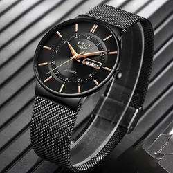 LIGE 2026 Luxury Men Watches Waterproof Ultra Thin Date Clock Male Steel Strap Casual Quartz Watch Men Sports Wrist Watch Man