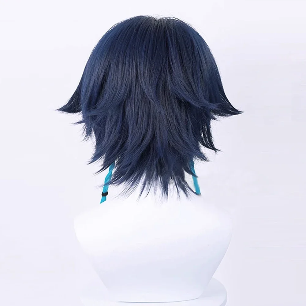 RANYU Genshin Impact Barbatos Venti Wigs Synthetic Long Straight Blue Gradient Game Cosplay Heat Resistant Hair Wig For Party