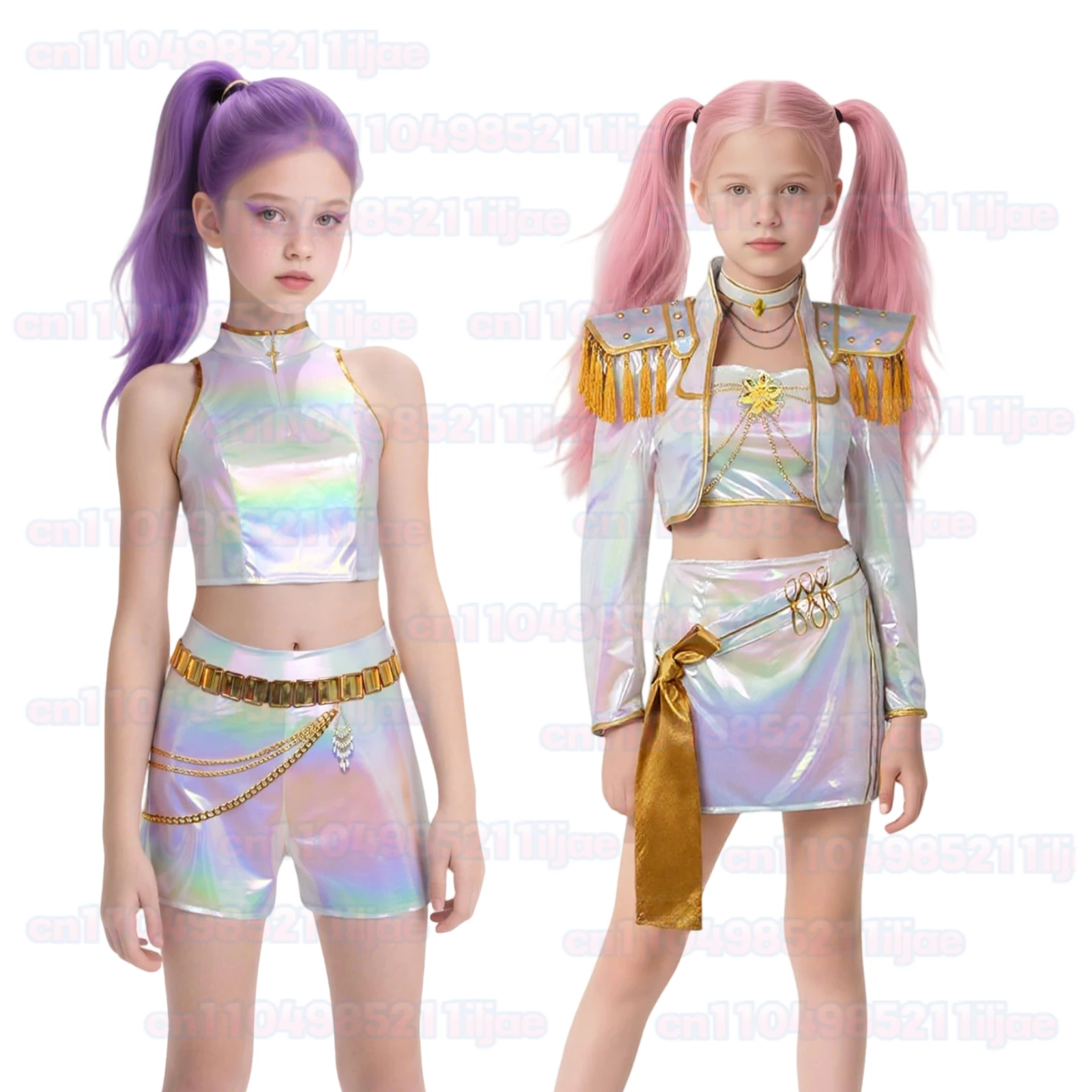 

Kids Kpop Zoey Rumi Mira Demon Hunters Cosplay Costume Child Girls Clothing Roleplay Outfit Halloween Carnival Suit 4-12 Years