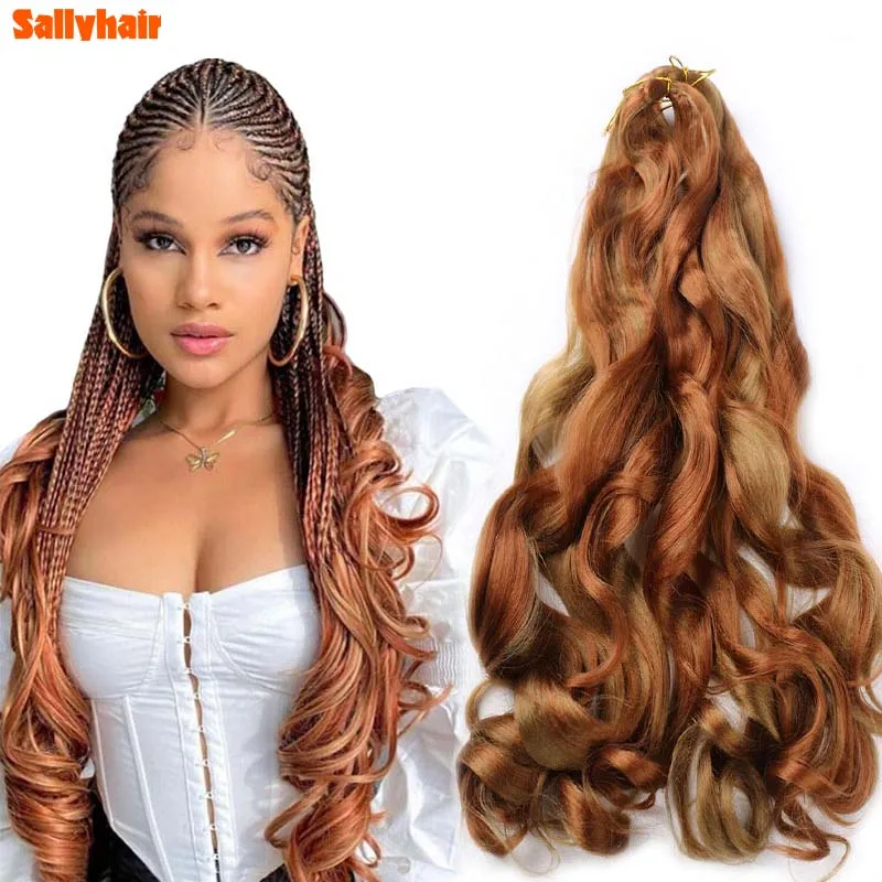 SallyHair Spiral Curls Synthetic Crochet Braiding Hair 22/24Inch Curly Braiding Hair Pre-Stretched Braiding Hair For Women