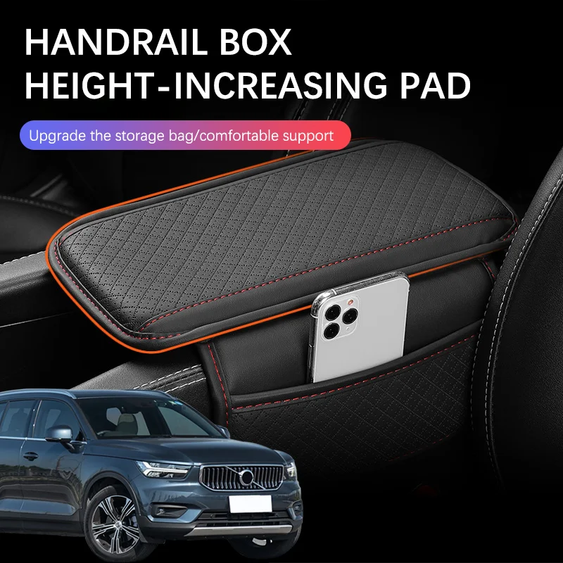 

Car Armrest Box Pad with Side Storage Bag Center Armrest Protective Cushion Support For Volvo XC40 XC90 S90 C30 V70 V90