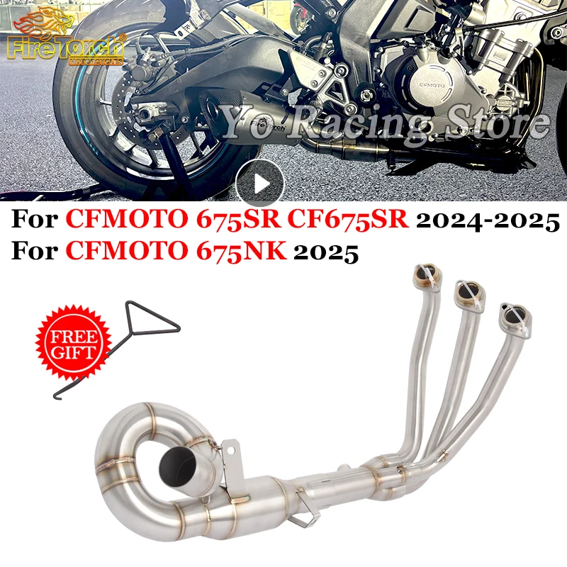 

Slip On For CFMOTO 675SR CF675SR 675R-R 675 SR-R 675NK 2024 2025 Motorcycle Exhaust System Front Link Pipe Connect 51mm Muffler