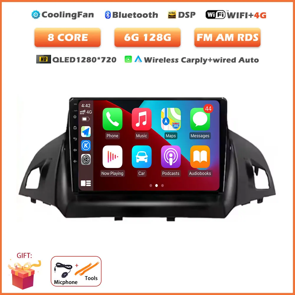 Voor Ford C-MAX Kuga 2 Escape 3 2012-2019 Android 16 Auto autoradio draadloze Carplay GPS navigatie scherm stereo video tools BT